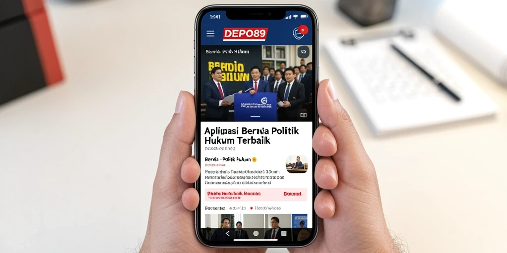 Screenshot tampilan antarmuka aplikasi DEPO89 dengan berita politik terkini.