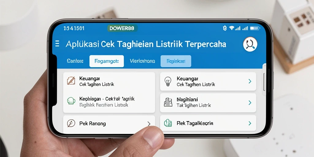 Tampilan antarmuka aplikasi DOWER88 untuk cek tagihan listrik.