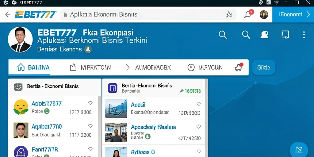 Tampilan antarmuka EBET777 yang modern dan informatif.