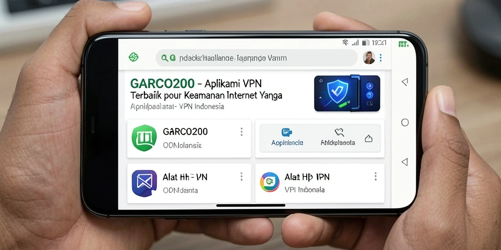 Tampilan antarmuka aplikasi GARCO200 untuk mengatur koneksi VPN dengan mudah.