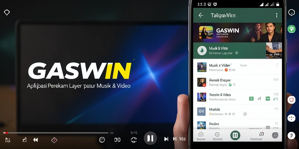 Tampilan antarmuka GASWIN saat merekam layar dengan fitur lengkap.