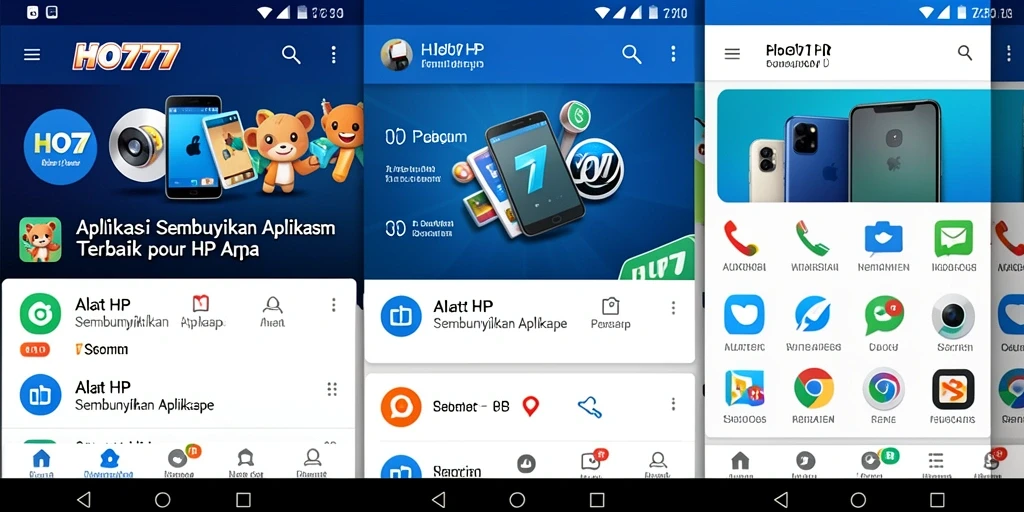 Antarmuka HO777 yang sederhana dan efektif untuk menyembunyikan aplikasi.