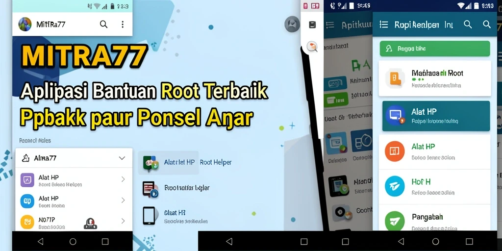 Tampilan antarmuka aplikasi MITRA77 untuk Root Helper yang intuitif.