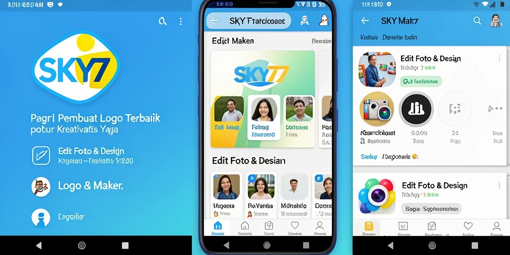 Tampilan antarmuka pengguna <strong>SKY77</strong> yang intuitif saat mendesain logo.