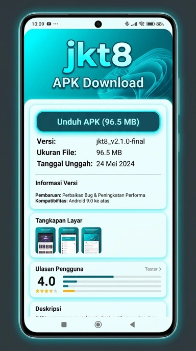 Tampilan halaman APK jkt8