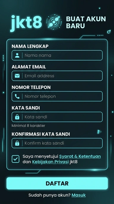 Tampilan halaman daftar jkt8